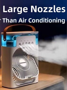 3-in-1 Portable Air Cooler Fan Humidifier LED Night Light USB Desk Cooler